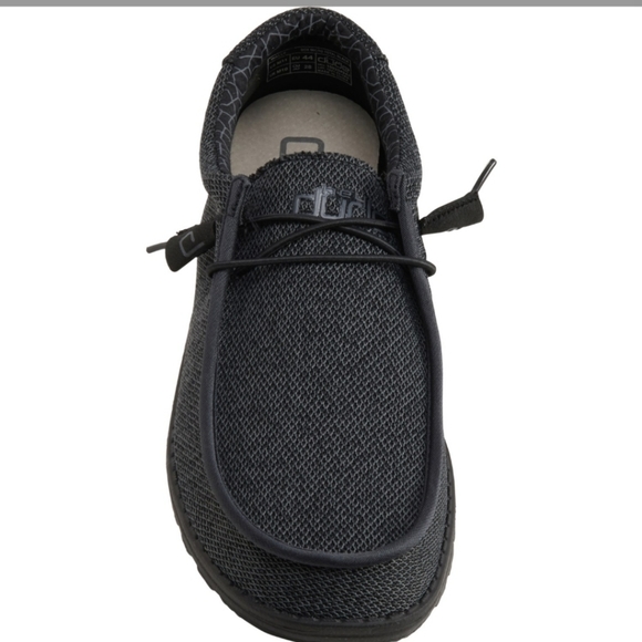 Hey Dude Wally Sox Micro Shoes Men’s Total Black NIB - Picture 3 of 15